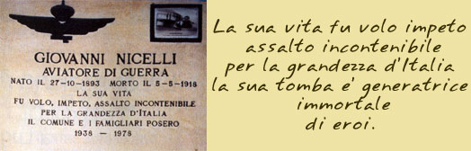 Lapide commemorativa del Sergente Maggiore Pilota Giovanni Nicelli